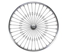 26 Steel Front Wheel Twisted Cage 36 Spoke 8gChrome 3/8 Axle Single Wall Chrome.