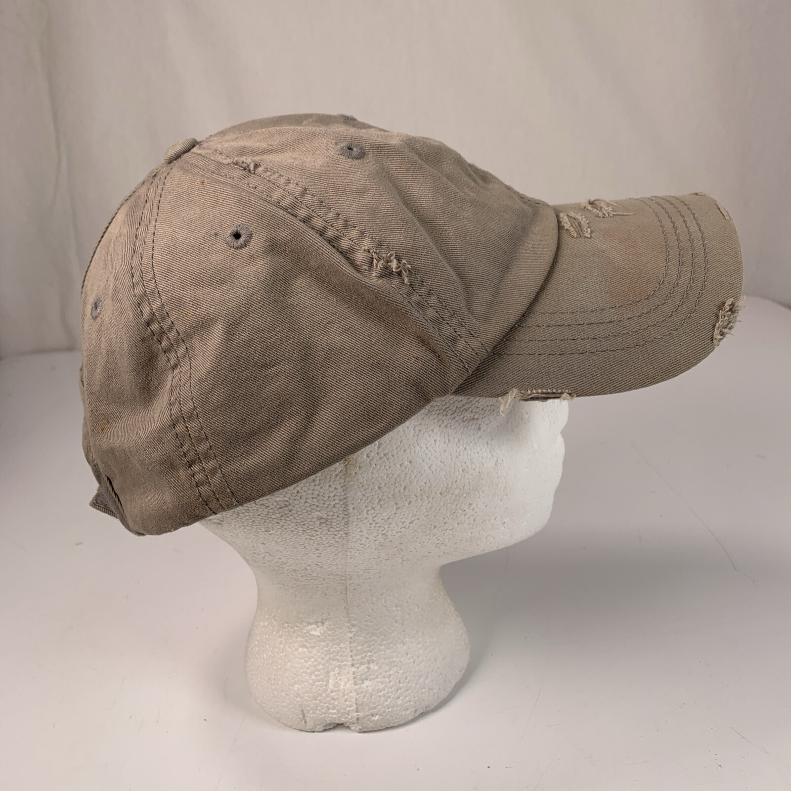 Kbethos Solid Beige Distressed Ball Cap Adjustabl… - image 4