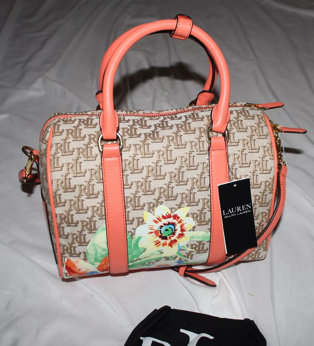 Ralph Lauren Kaden Medium Satchel Crossbody Bag Jacquard Leather