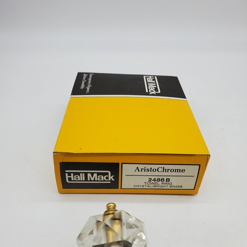 NOS Vintage MCM Brass Crystal Lucite Towel Ring, Hall-Mack - Picture 5 of 5