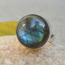 Natural Labradorite Boho Ring 925 Sterling Silver Statement Ring Gift For Her