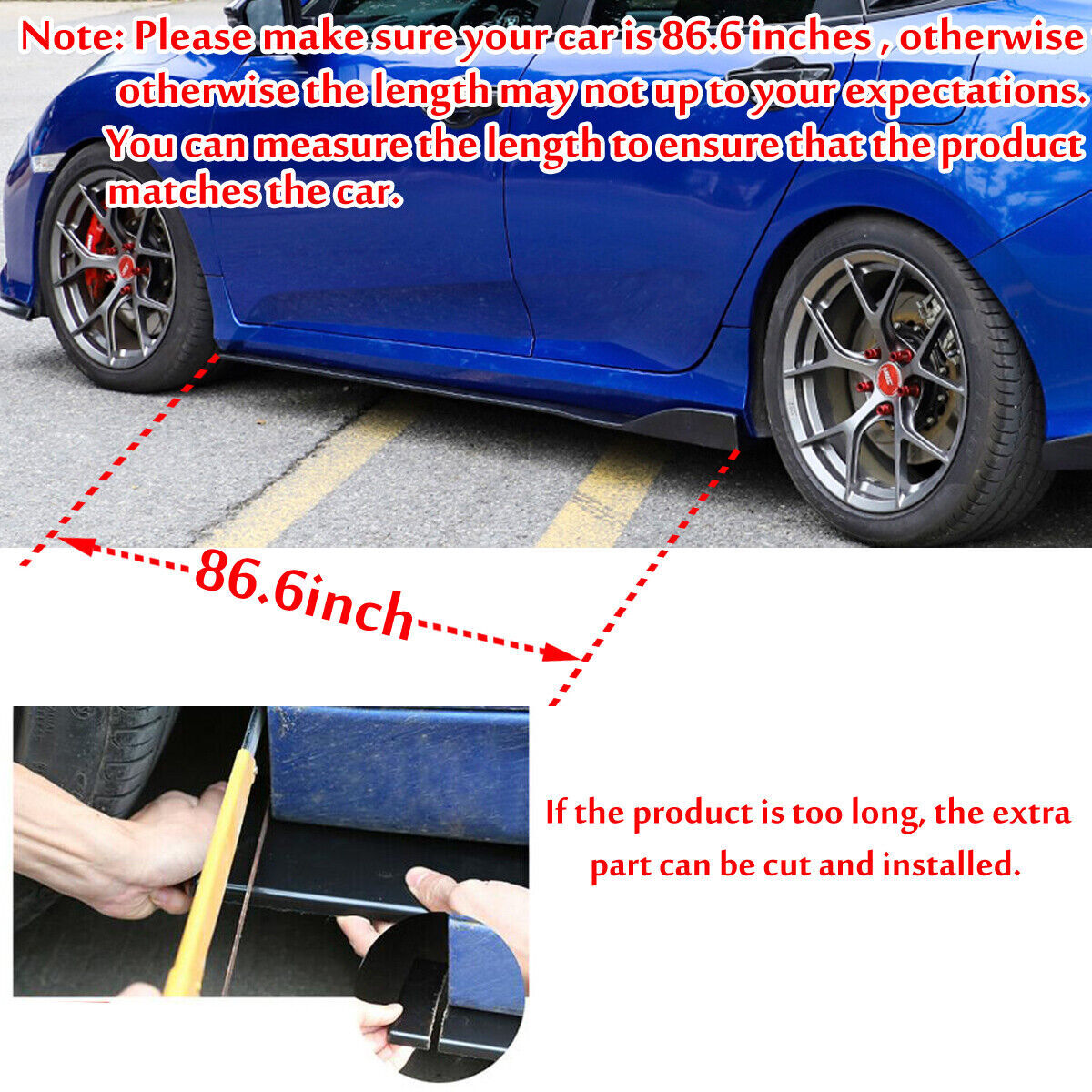 Gloss Black 86.6'' Side Skirt Extension For Mercedes Benz W205