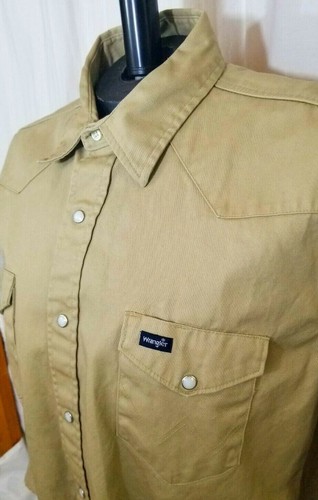 Wrangler Western Shirt Tan Khaki Heavy 