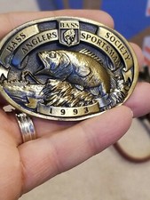 belt buckle Vintage 1993 bass anglers Sportsman Society brass Fish Fishing