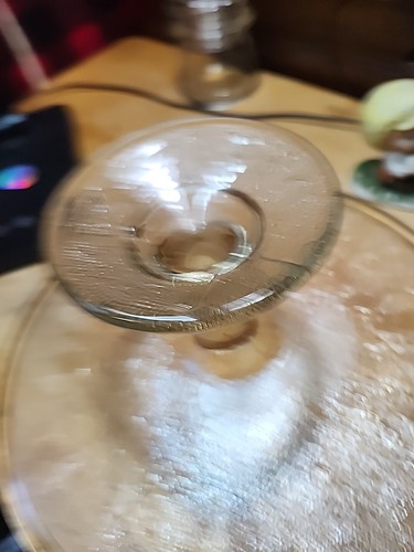 Vintage 1940s-1950s Heavy Glass Cake Stand Etched Musical Note Design - Picture 7 of 8