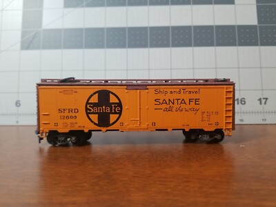 HO Train Car Santa Fe SFRD Yellow Reefer Car Map of Route ''All The Way'' 12690