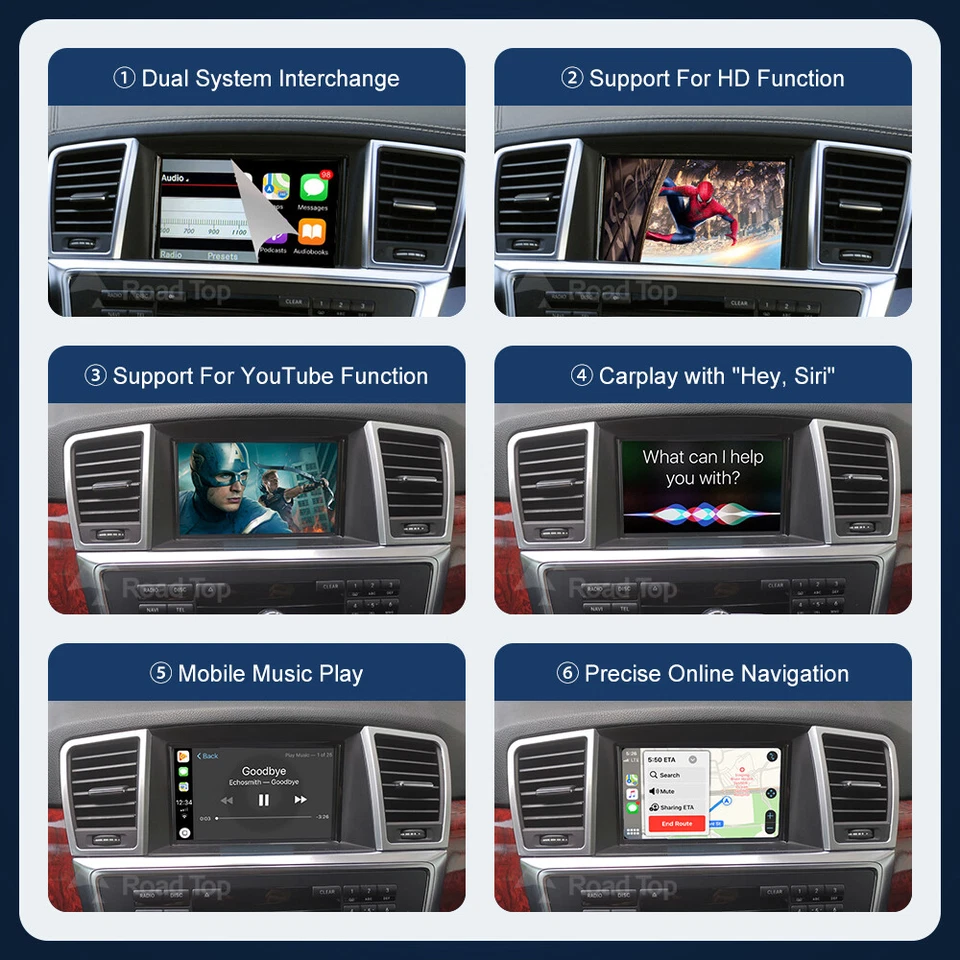 For Mercedes Benz ML350 GL450 W166 X166 Wireless CarPlay Android Auto Interface - Image 4 of 4