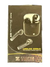 Z tech wireless earbud with portable charging case - black - bluetooth