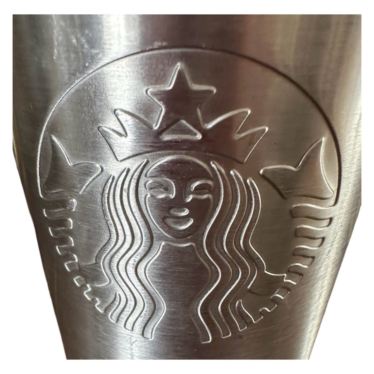 STARBUCKS Stainless Steel Silver Tumbler Cup 24 Oz Clear Straw