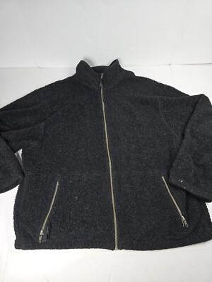 Vtg Bear Fleece Performance Men's Black Fleece Jacket L Full Zip USA Outdoor