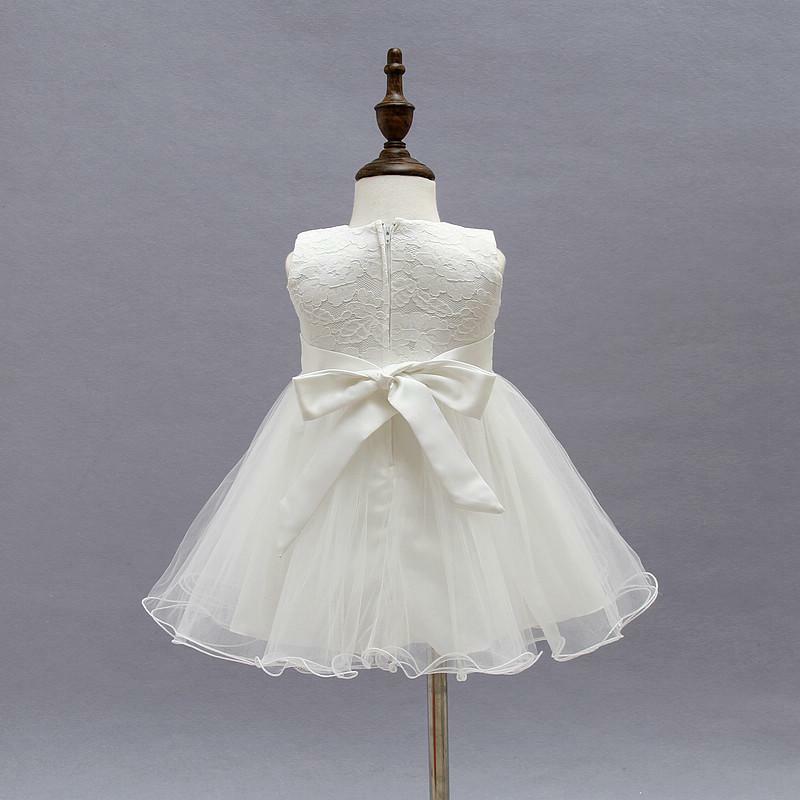 Princess Baby Girl Christening Outfit – White Lace Party Dress, Wedding, Knee-Length, Sleeveless