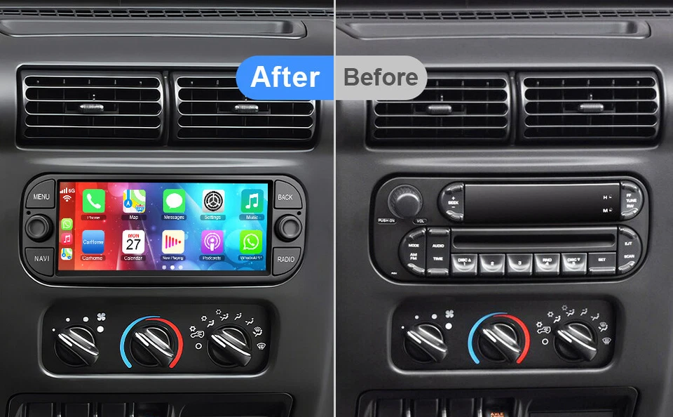 For 2003 2004 2005 Jeep Wrangler TJ Android 13 GPS WIFI CAR Stereo CarPlay Radio Foto 4 de 4