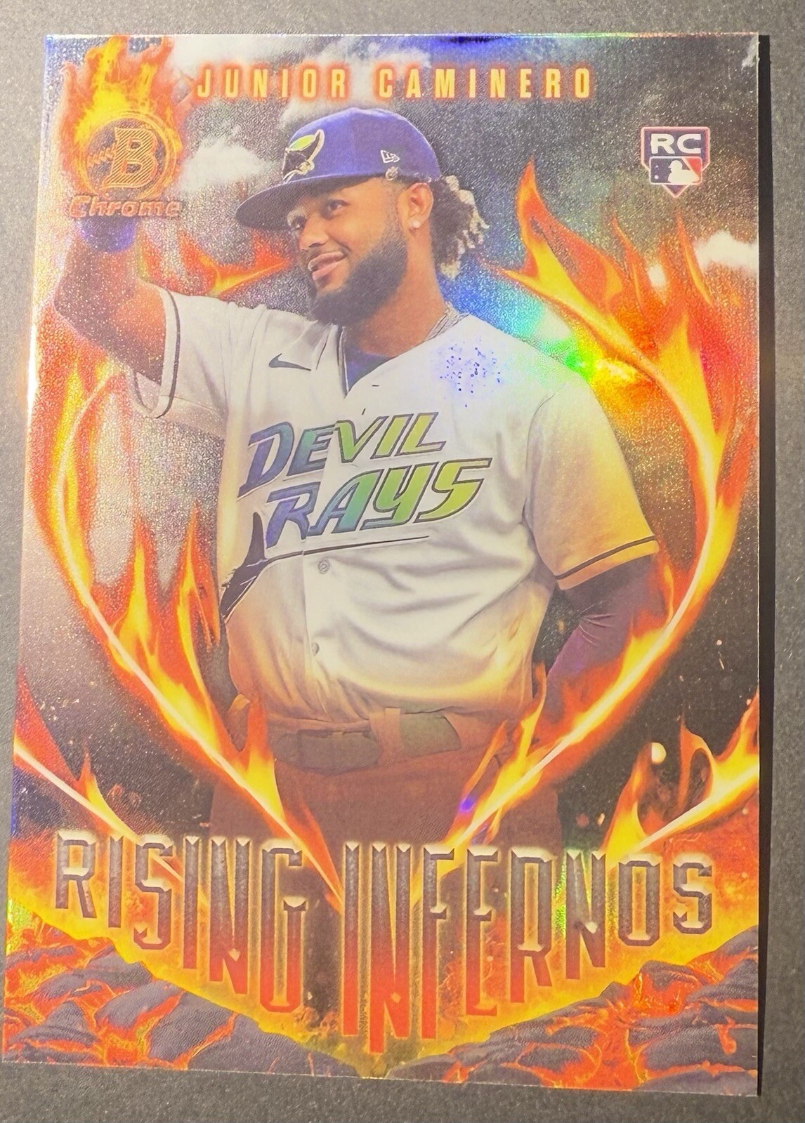 2024 Bowman Junior Caminero Rising Infernos RC #RI-6 Rays