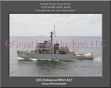 USS Enhance MSO 437 Personalized Canvas Ship Photo Print Navy Veteran Gift