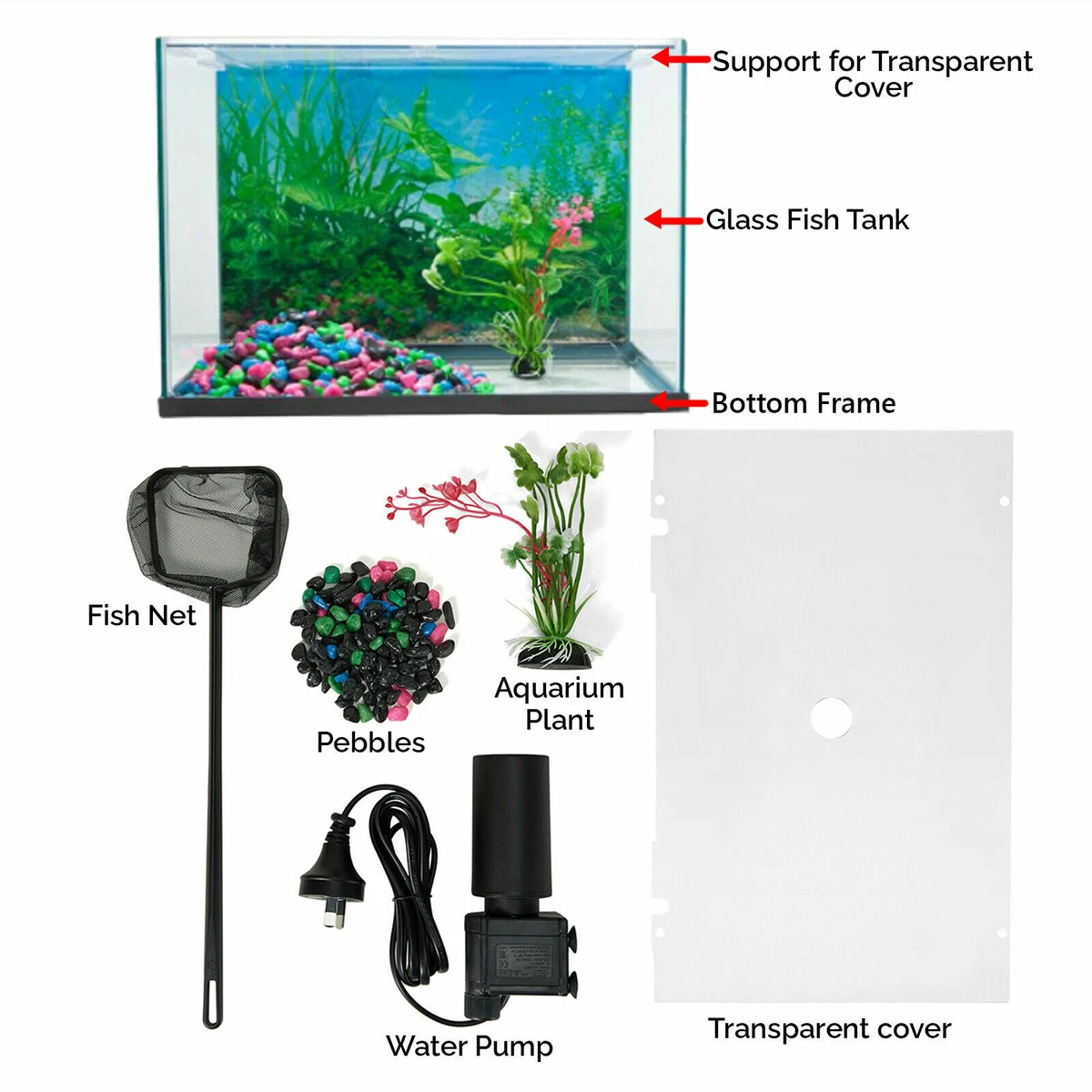 20Lt Aquarium Fish Tank Complete Set Includes Tank Filter Pump