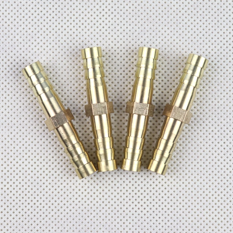 4Pcs 6mm 1/4" Brass Fitting Pipe Tubing Straight Union Hose Barb Water Gas Air - Image 2 of 4