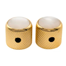 Musiclily Pro 2Pcs Gold 1/4 Inch Steel Mother of Pearl Top Dome Guitar Knobs Set