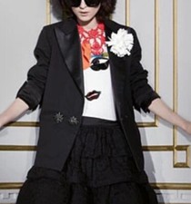 Lanvin X H&m Black Woollen Tuxedo Blazer - Uk16