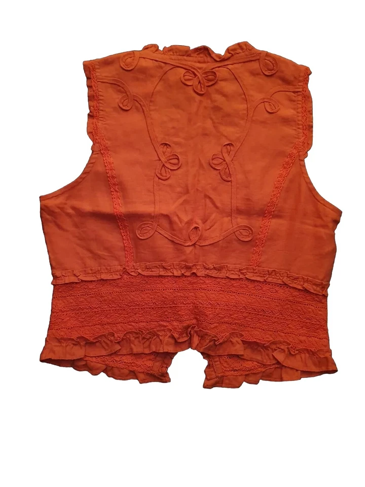 * Apriori Ladies Orange Vest Waistcoat Top 100% linen UK12 NEW UNWORN RRP £70 * - Image 2 of 4
