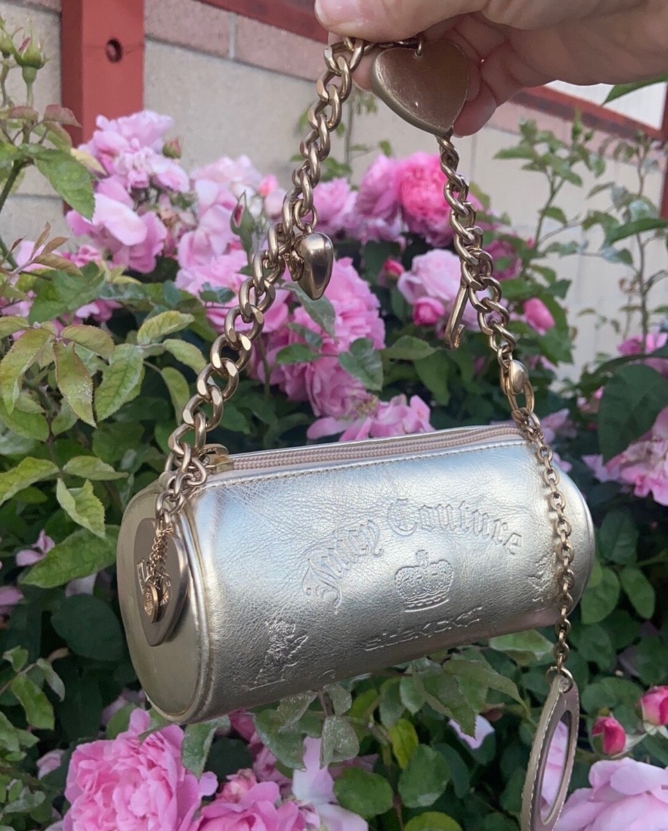 VINTAGE JUICY COUTURE Y2K SIDEKICK II GOLD MINI BARREL BAG GOLD