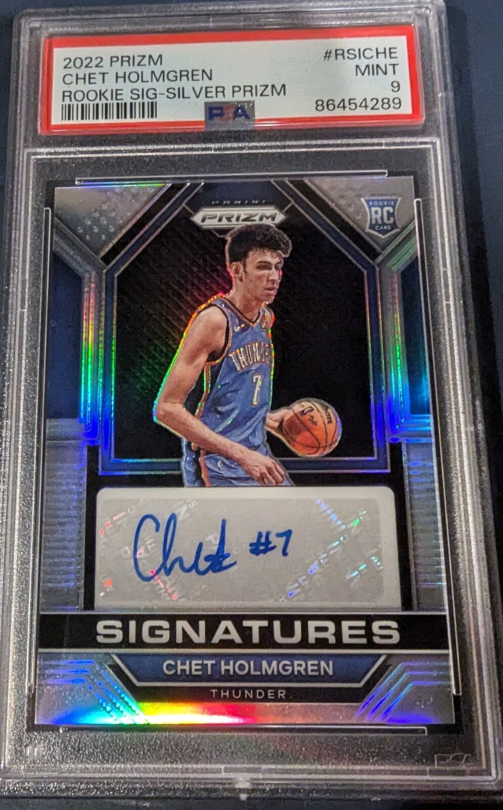 2022-23 Panini Prizm Chet Holmgren Rookie Signatures SILVER SP Auto PSA 9 POP 4