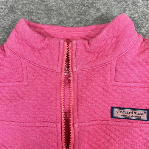 Vineyard Vines Jacket Girls Large 14 Pink Quilted Quarter Zip Pullover Sweater - Picture 6 of 21