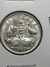 Australian 1943D SIXPENCE UNC +