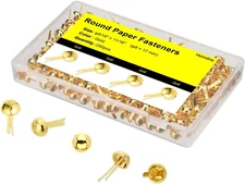 Paper Fasteners for Crafts, 250Pcs Brad Fasteners, 8X17Mm Gold Brads Paper Faste