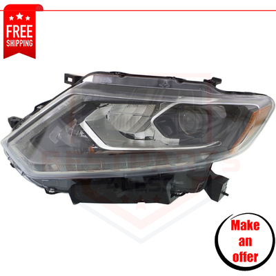 Right Passenger LED Headlight For 2014-2016 Nissan Rogue S SL SV | Direct Replacement With Bulb, DOT/SAE Certified, 1-Year Warranty