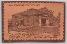 Plymouth New Hampshire Old Court Daniel Webster Leather Vintage Postcard