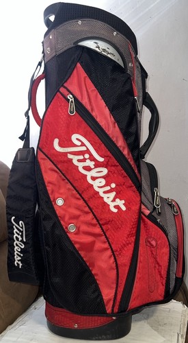 Titleist Borsa per carrello da golf 14 divisori 7 tasche rosso/nero/grigio 35" con cinghia