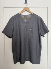 Figs Leon Three-Pocket Scrub Top Mens Sz L Graphite Medical Doctor PO1683