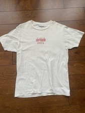 White Graphic T-Shirt with Red Script Logo