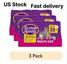 3 Pack, Scoop Away Multi Cat Litter With Meadow Fresh Scent, 38 lbs