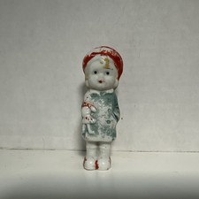 1930  s Porcelain Bisque Frozen Charlotte Penny Doll holding doll Japan