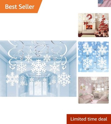 Traditional Snowflake Hanging Swirls - 42Count for Weddings & Christmas Cheer