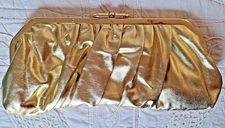 Clutch Evening Bag Gold Tone Metal Hardware Frame Great New Years Eve Purse