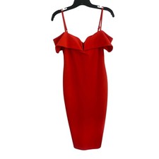 Nookie Pretty Woman Off the Shoulder Midi Dress in Cherry Red