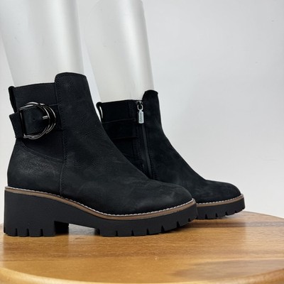 Womens Blondo Waterproof Dakota Black Leather Platform Ankle Boots Size 7.5 GUC