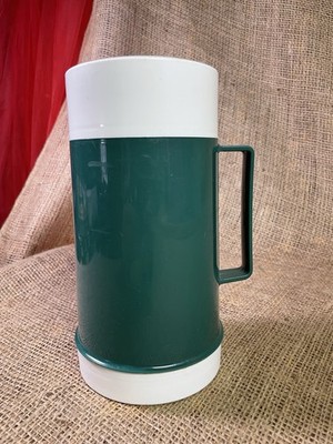 Vintage Hot/Cold 10oz  Thermos by Thermos Comp. Brand Wide Mouth Green & White