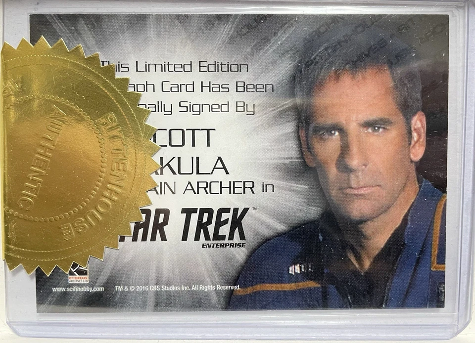 ARCHIVOS STAR TREK ENTERPRISE S1 SCOTT BAKULA CAPITÁN ARQUERO AUTÓGRAFO PLATEADO Foto 2 de 2