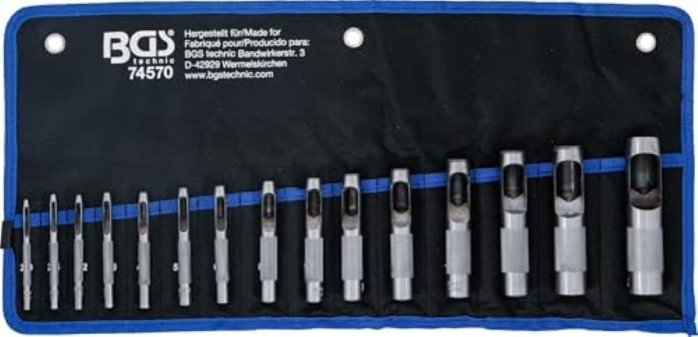BGS 74570 Set 15 Fustelle Professionali 2-22mm - Offerta Limitata