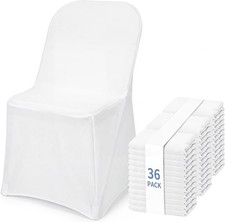36 Pcs White Folding Chair Cover, Spandex Stretch Covers Ideal for Wedding,Party
