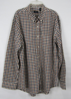 Arrow Mens Size XL Red and White Casual Button Down Short Sleeve Shirt