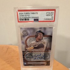 Topps 2024 Tribute Juan Soto #TA-JSO Orange /25 Auto PSA 10 Padres