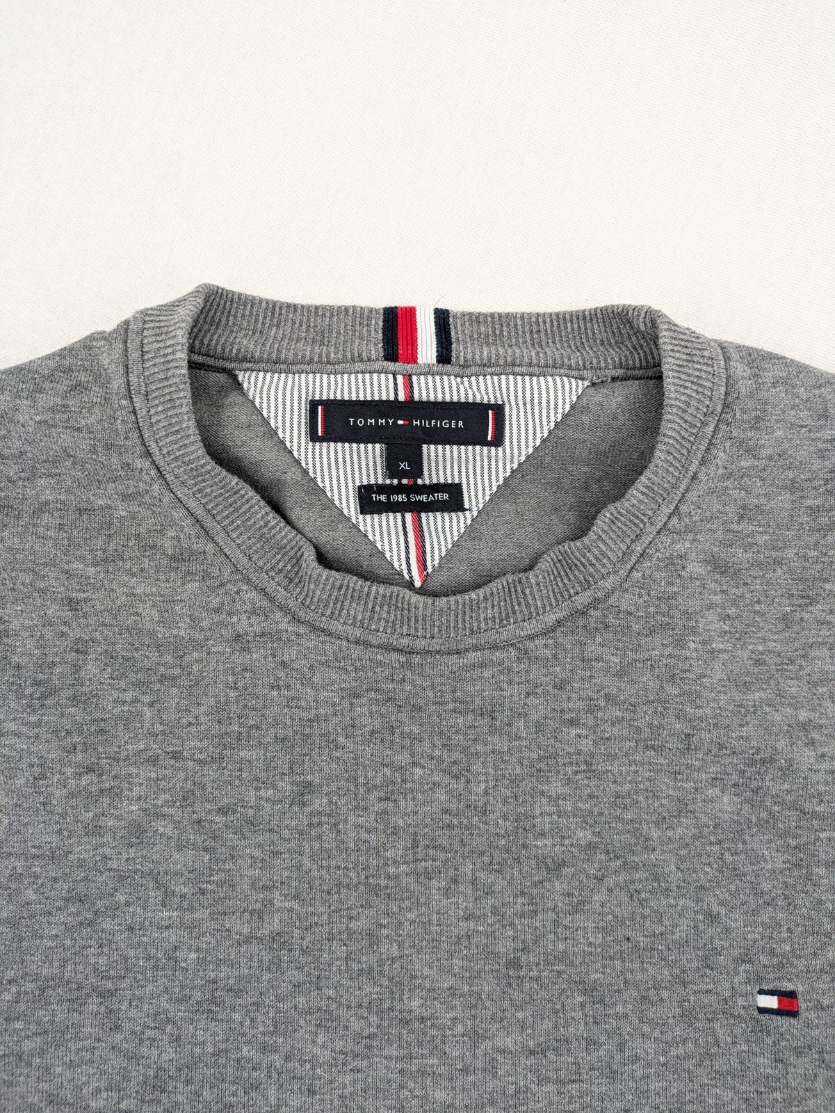 Tommy Hilfiger Herren The 1985 Sweater Pullover Gr. XL grau Rundhals Baumwolle image 7