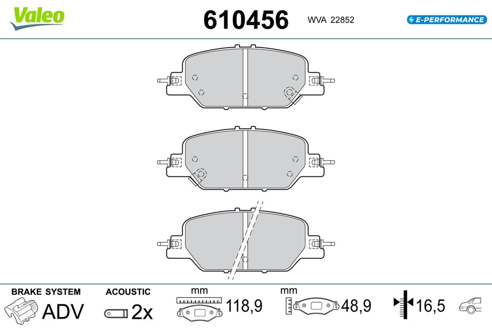 Valeo Bremsbelagsatz Scheibenbremse E-PERFORMANCE 610456 FüR Honda Cr 5 Cvt RT5-image