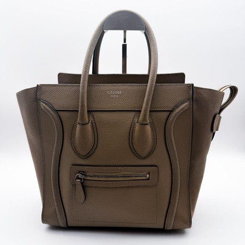 Celine Luggage Micro Tote Handbag Leather Beige Women Used Authentic - Afbeelding 2 van 11