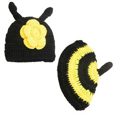 Black  Yellow Infants Newborn Baby Unisex Crochet Knit Photography Prop BEE C