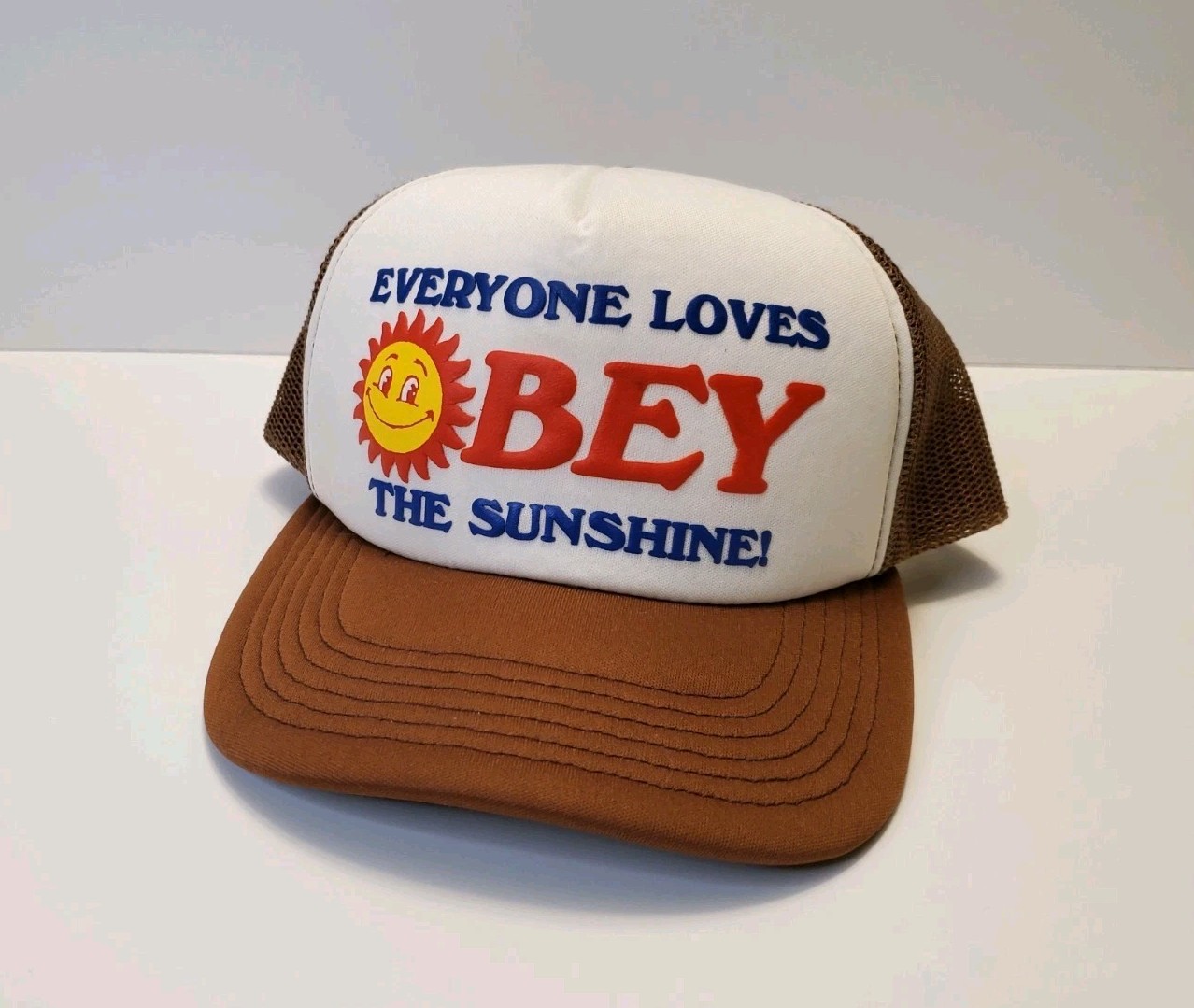 Obey Snapback Trucker Hat Brown White Sunshine Design One Size